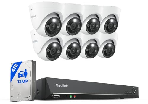 Reolink 12MP PoE Überwachungskamera Set Aussen,16CH 4TB NVR, 24/7 Aufnahme | RLK16-1200D8-A, 8X PoE IP Kamera Outdoor Innen, Spotlights, Personen-/Fahrzeugerkennung, 2-Wege-Audio, Farb-/IR-Nachtsicht