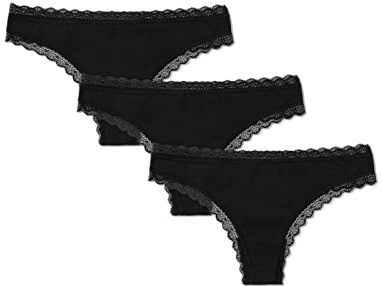 Snocks Tanga Damen mit Spitze aus Bio-Baumwolle – atmungsaktiv & komfortabel, schneidet Nicht EIN – sexy Unterhosen & Unterwäsche für Frauen – Thongs Women – Gr. XS - 4XL