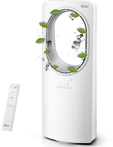 Zilan Turmventilator mit Fernbedienung Aircooler Luftkühler Design Standventilator energiesparend leise oszillierend Bodenventilator Säulenventilator mit Kühlung Tower Fan Mobile Klimaanlage