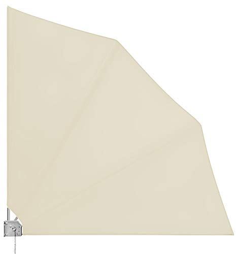 DETEX® Balkonfächer Sichtschutz inkl. Abdeckung 140x140cm Wetterfest UV-beständig Faltbar Terrasse Seitenmarkise Sonnenschutz Wandhalterung Beige