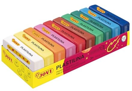 Jovi Plastilin, leicht formbare Modelliermasse für Kinder ab 2 Jahren, 10 Farben je 50g