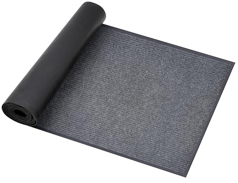 uyoyous Teppich Läufer Flur 90x300cm Rutschfest Teppichläufer Schmutzfangläufer Meterware Waschbar Schmutzfangmatte Fußmatte Kommerziell Lang Teppiche für Wohnzimmer Schlafzimmer Küche Büro Flur, Grau