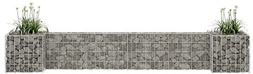 WIFESE H förmiger Gabionen Pflanzkorb 260x40x40 cm Gabionenwand Steinkorb Gabione Gabionen Hochbeet Gabionenkorb Pfosten Gabionen Zaun Gabionensäule Steingabionen Gabionenkörbe Stahldraht