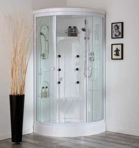 Kiamami Valentina - Dampfdusche mit Hydromassage 90x90cm, viertelkreisförmig | Vesuvio