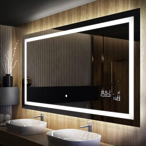 FORAM Badspiegel mit Beleuchtung - Led Spiegel Bad - 120x70 - Badezimmerspiegel Nach Maß - auf Individuelle Bestellung Gefertigt - Modernes Design - Ohne Rahmen