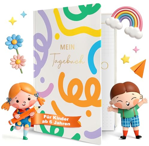 BIROYAL 5-Minuten Gefühlstagebuch Kinder 6-12 Jahre - Tagebuch Mädchen & Jungs - Gefühle Buch Kinder für Emotionen verstehen, Dankbarkeit erlernen, Vertrauen aufbauen - Dankbarkeitstagebuch Kinder