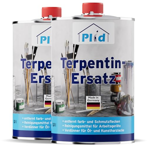 Plid Terpentinersatz 2L – Verdünner, Pinselreiniger & Reinigungsmittel | Entfernt Farb- & Schmutzflecken | Verdünner für Öl- & Kunstharzlacke | Reinigt Pinsel & Werkzeuge | Made in Germany