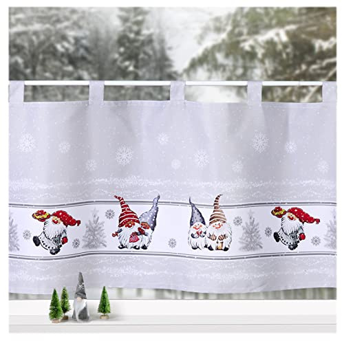 heimtexland ® Scheibengardine Weihnachten Dekoration Fenster-Deko Küchen Gardine 45x120 cm Typ651 (Wichtel 2)