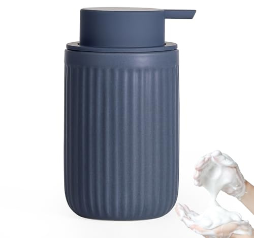 Autumnlife Schaumseifenspender Keramik 350ml Seifenspender Blau für Bad | Nachfüllbarer Seifenspender mit Großer Pumpenkopf Nachfüllbarer Schaumseifenspender für Küche, Bad, Gäste WC