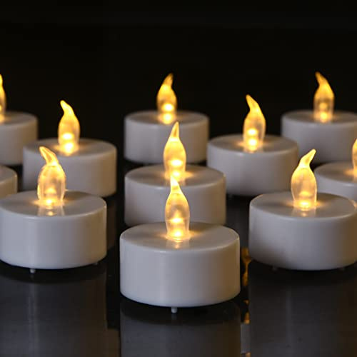 HANZIM LED Kerzen, 50 PACK LED Teelichter Kerzen flammenlos hell blinkend elektrische Gefälschte Kerze nach Hause Weihnachtsschmuck Hochzeitstisch Geschenk im Freien