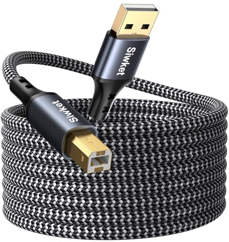 Siwket USB Druckerkabel 5M, USB A auf B Drucker Kabel,USB 2.0 Typ B Kabel Hochgeschwindigkeits-Scanner kompatibel mit Lexmark, Dell, HP, Canon, Xerox, Brother, DAC und mehr