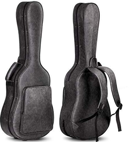 CAHAYA Akustikgitarre Koffer Hardshell 20mm dicke Polsterung Wasserdichtes PU-Design Einfache Reinigung, geeignet für 40 41 Zoll Akustikgitarre Black CY0235