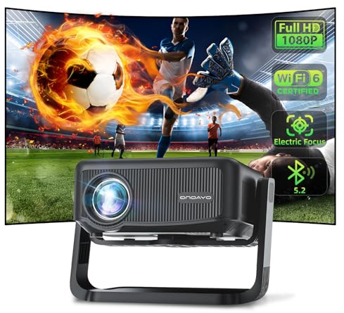 Mini Beamer 360° Drehbar/3S Motor Fokus:25000LM 1080P HD, Videoprojektor WiFi6 Bluetooth 5.2 Projektor 70% Zoom:Keystone Correction ONOAYO Outdoor Projektor Unterstützt 4K-Heimkino HDMI/TV