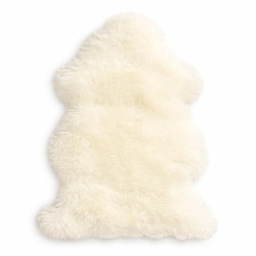 Cakla Lammfell Echt 120-130 cm - Schaffell Echt Groß - Fellteppich Weiss - Weich und Flauschig - Fell für Stühle - Lammfell Teppich - 100% Bio - Schafsfelle - Dekofell - Schafsfell Felle