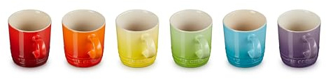 LE CREUSET 6er-Set Espressotassen aus Steinzeug, 100 ml, Regenbogen, 79114108359030