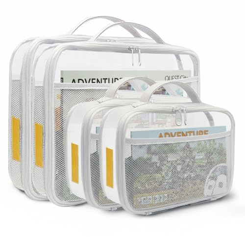 holay 4er-Pack PVC-Spielzeug-Aufbewahrungstaschen mit Reißverschluss, Namensschild & Anleitungsfach, Transparente Hülle für Bausteine, Knete, Brettspiele, Reise (Grau, Klein, Groß)