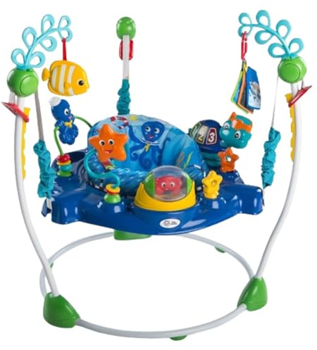 Baby Einstein Neptune's Ocean Discovery Jumperoo Spring und Spielcenter mit abnehmbare Spielzeuge, 360° drehba Hopser, Höhenverstellbar, Spricht 3 Sprachen, Babyspielzeug ab 6 Monaten