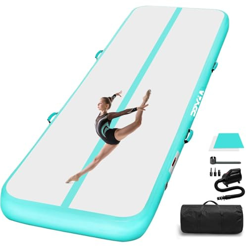 PPXIA Gymnastikmatte Air Matte Track 3M/4M/5M/6M, Turnmatte Tumbling Matten 10/20CM Höhe mit Komplettes Zubehör, Aufblasbar Gymnastik Matten für zuhause Outdoor Yoga