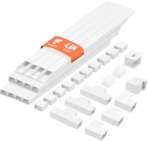 shinfly 4,8 m Kabelkanal Weiß, Kabelkanal Weiß Selbstklebend, Kabelschacht Weiss von Kabeln, Kabelleiste für die Wand, TV - 15x10 mm