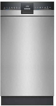 Siemens SR43ES25ME iQ300 Unterbau-Geschirrspüler, 45 cm, besonders leise, varioSpeed Plus, varioFlex Korbsystem und varioSchublade, autoOpen dry, aquaStop, Home Connect, Gebürsteter Stahl