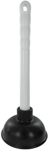 Merriway – Pömpel aus Kunststoff 100mm für Abfluss & Waschbecken – Pümpel Saugglocke mit ergonomischem 225mm Griff – Effektiver Druck Abflussreiniger Rohrreiniger gegen Verstopfungen – Weiß & Schwarz