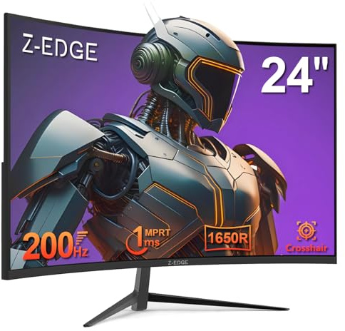 Z-Edge 24 Zoll Curved Gaming Monitor 200Hz 1ms VA 1080P 130% sRGB HDMI DP | UG24 Bildschirm 16:9 Full HD 1920x1080, 300cd/m², 3000:1 Kontrast, FreeSync, Fadenkreuz, Schwarz