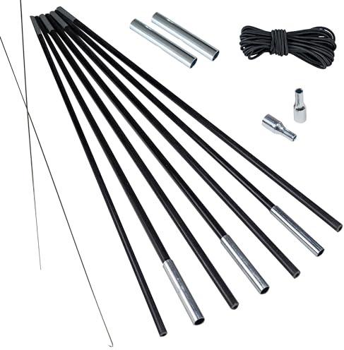 Fiberglas Zeltstange Ø 11 mm - 400 cm aus 7 Segmenten - mit Gummizug und Einfädelhilfe Zeltgestänge Zeltstangen - Ersatzstangen für Zelte | Kürzbar - Biegeradius 120 cm