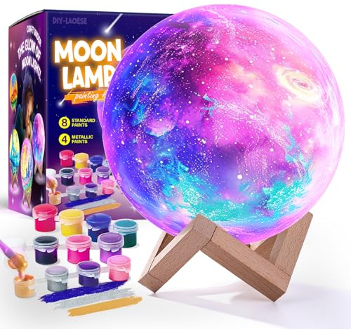 Mondlampe Bastelset Kinder, Moon Lamp Malset, Geschenk Mädchen 6-12 Jahre