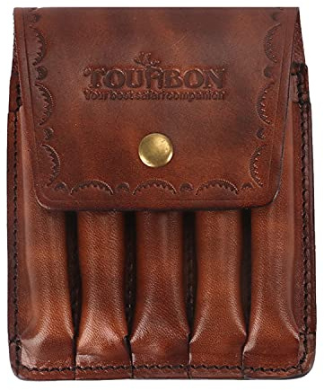 TOURBON Echtes Leder Gewehr Munition Brieftasche Jagd Patronenhalter Gürteltasche