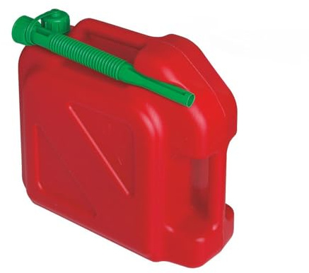 ToM PaR Benzinkanister 10 L HDPE mit Ausgießer, Füllstandsanzeige - Rot | Für Benzin, Diesel oder Wasser, aufschraubbarer Trichterdeckel, als Reservebehälter für unterwegs