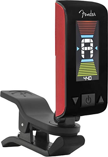 Fender Original Clip-On Chromatic Tuner Gitarre Bass Ukulele Fiesta Red | Clip-Tuner für Gitarre, Bass, Ukulele, Violine, 430–450 Hz Kalibrierung, gut lesbares Display, chromatische Stimmung