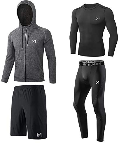 MEETYOO Kompressionsshirt Herren, Leggings Sport Laufhose Funktionsshirt Männer Kompressionshose Funktionswäsche für Running Gym Fitness
