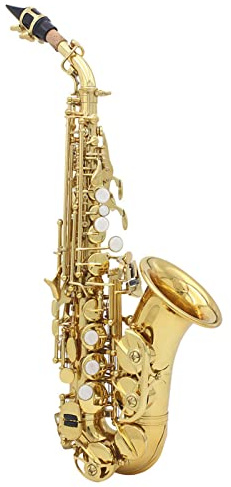 Sasuori Golden Brass Carve Muster Bb gebogen Althorne Sopran-Saxophon Saxophon Sax weiße Perle Muschel Knöpfe Windinstrument mit den Handschuhen Fällen Fettreinigungstuch Bandbürste