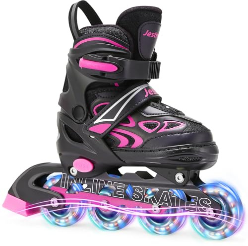 Inliner Skates Kinder Verstellbar für Damen Mädchen Jungen, Rollschuhe inliner Skates mit Leuchtenden Radern bis zu 4 Größen verstellbar Rollerskates