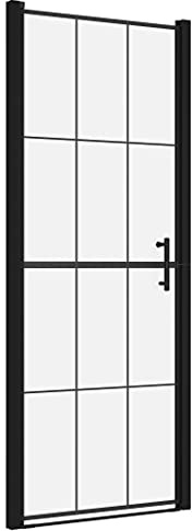 vidaXL Duschtür mit Edelstahlgriff Nischentür Pendeltür Duschkabine Schwingtür Duschabtrennung Dusche Duschwand Hartglas 91x195cm Schwarz