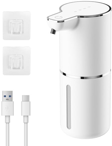Thalire Seifenspender Automatisch - 350ML Seifenspender Sensor mit USB Wiederaufladbar丨Soap Dispenser Automatic 4 Einstellbare Gangstufe, No Touch Seifenschaumspender für Familie, Schule, Supermarkt