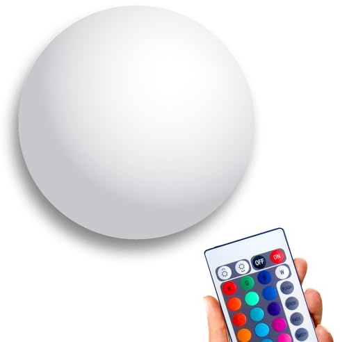 @tec Kabellose 25cm LED Kugel-Leuchte, Beleuchtung für Garten, Kugellampe mit Farbwechsel & Fernbedienung, Gartenleuchte, hängend & stehend