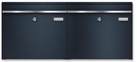 Metzler Briefkasten 2 Parteien horizontal, Edelstahl, 780 x 343 x 116 mm | Doppelbriefkasten nebeneinander montiert, Anthrazit RAL 7016, Zweifamilienhaus, Wandmontage, austauschbare Namensschilder