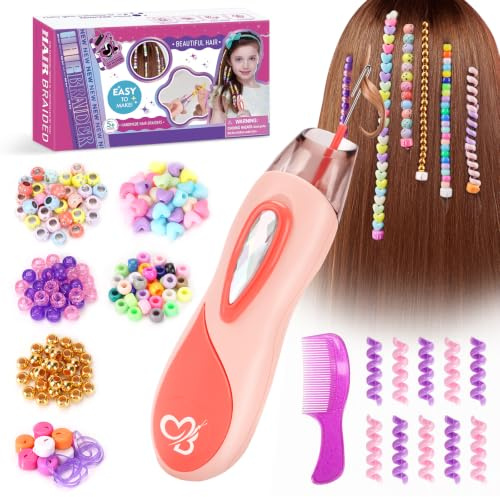 Geschenk Mädchen 5 6 7 8 9 10 Jahre: Haarschmuck Mädchen DIY Haarperlen Set | Kreative Spielzeug Geburtstagsgeschenk für Kinder 5-12 Jahre, Haarperlen für Mädchen Hair Braiding Machine Haardekorations