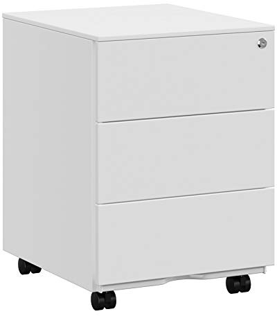 SONGMICS Rollcontainer, Metallschrank, 3 Schubladen, abschließbar