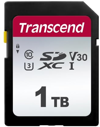 Transcend 1TB SDC300S SD UHS-I SDXC Speicherkarte, 100 MB/s, U3, V30, C10 | Kompatibel mit DSLR-Kameras, Digitalkameras, Wildkameras und Camcordern.