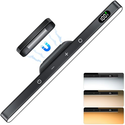 WILLED Unterbauleuchte Küche LED, 2000mAh Batterie mit Anzeige, 3W Touch Dimmbar Schrankbeleuchtung Kabellos, Wiederaufladbare Lichtleiste, USB Küchenlicht für Spiegel, Schreibtische, Schränke