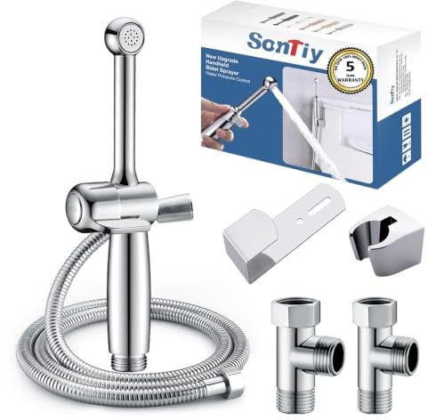 Bidet Handbrause mit Schlauch, SonTiy Messing WC handbrause bidet mit Einstellbarem Druck G1/2 & G3/8 Umschaltventil für WC Dusche, Persönliche Hygiene Windel Dusche Tierbad, Chrom