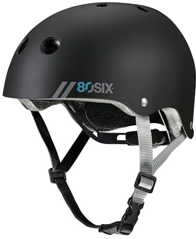 80SIX Skaterhelm Kinder, Verstellbarer Fahrradhelm für Jugendliche und Erwachsene, CE EN1078 Zertifiziert, für Skateboard, Fahrrad, Roller, E-Scooter, 49-61cm