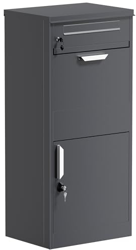 Toboli Paketkasten Anthrazit 500 x 370 x 1120 mm, Paketbox Zuhause, Private Paketannahme passend für Pakete und Päckchen, Standbriefkasten Stahl
