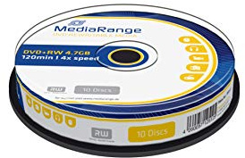 MediaRange DVD+RW 4.7GB|120min 4X Speed, rewritable, Cake 10