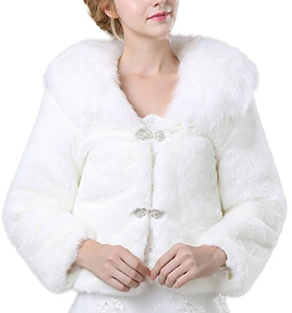 Icegrey Elfenbein Kunstpelz Braut Wrap Cape, Hochzeit Brautjungfern Schal