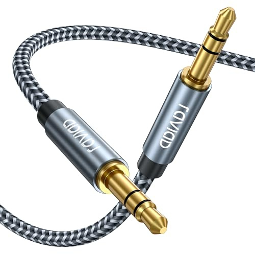 RAVIAD Aux Kabel 3,5mm Klinke auf Klinkenkabel 2M, Stereo Audio Kabel Nylon Geflochtenes für Kopfhörer, Auto, Galaxy A/M Serien, Redmi Note Serie, PC, Tablets, Lautsprecher, MP3 Player