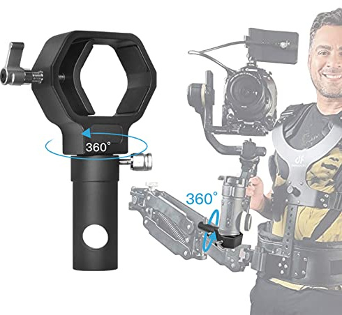 DF DIGITALFOTO TH02 Steadicam Arm- und Westen-Gimbal-Adapter für Handkardanen, Aufnahmewinkel Verstellbar, Kompatibel mit Jeder Gimbalweste mit Armstift-Durchmesser 12/13/16 mm, wie Thanos Pro II/X