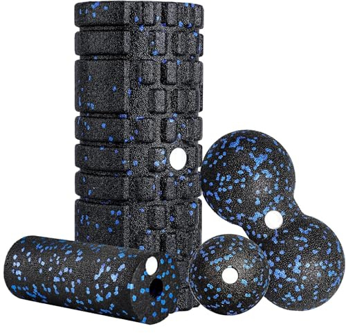 3D Faszienrolle Set Foam Roller Faszien Set mit Faszienball Mini Faszienrolle Klein und Duoball für Yoga Faszien Training von Muskeln